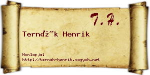 Ternák Henrik névjegykártya